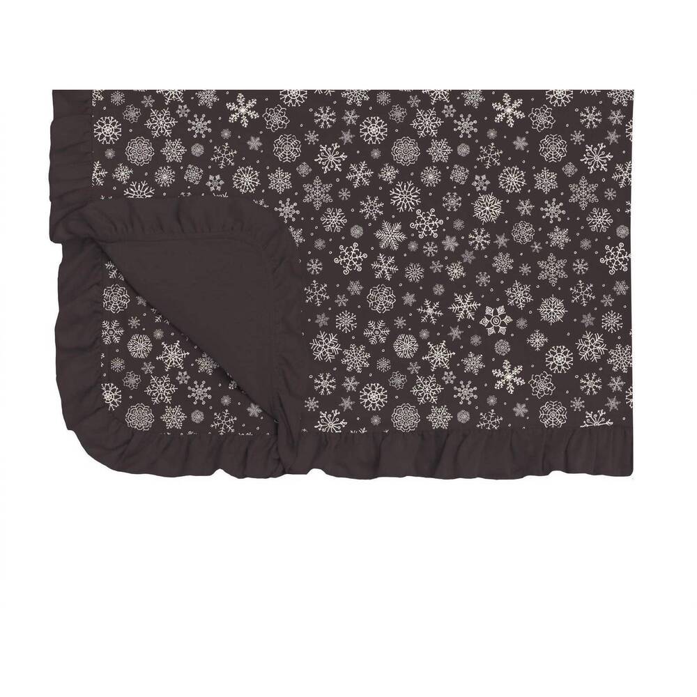 NEW KICKEE toddler kid's ruffle blanket in chalkboard snowflakes